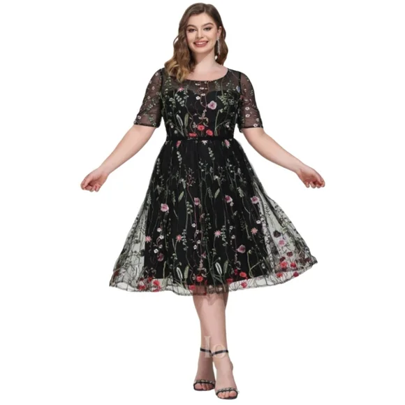 NWT JJs HOUSE Black Floral Lined Cocktail Dress Prom Wedding Party Handmade NEW - Picture 3 of 11